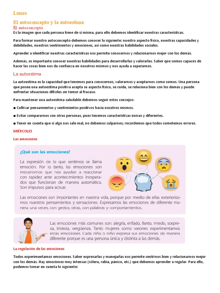 Autoconcepto Autoestima Y Emociones Pdf