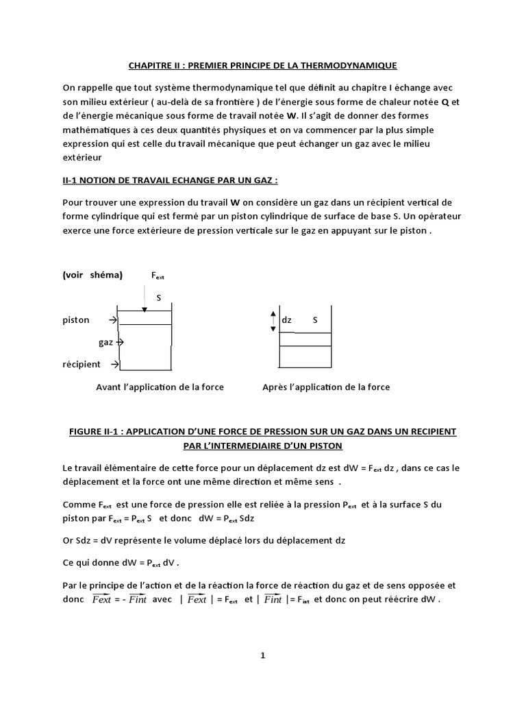 Premier principe de la thermodynamique | PDF | Thermodynamique ...