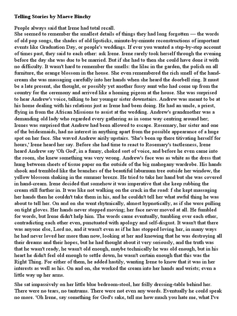 Telling stories by maeve binchy pdf