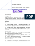 UPES Solved Assignment by DistPub For Strategic Management of Technology and Innovation