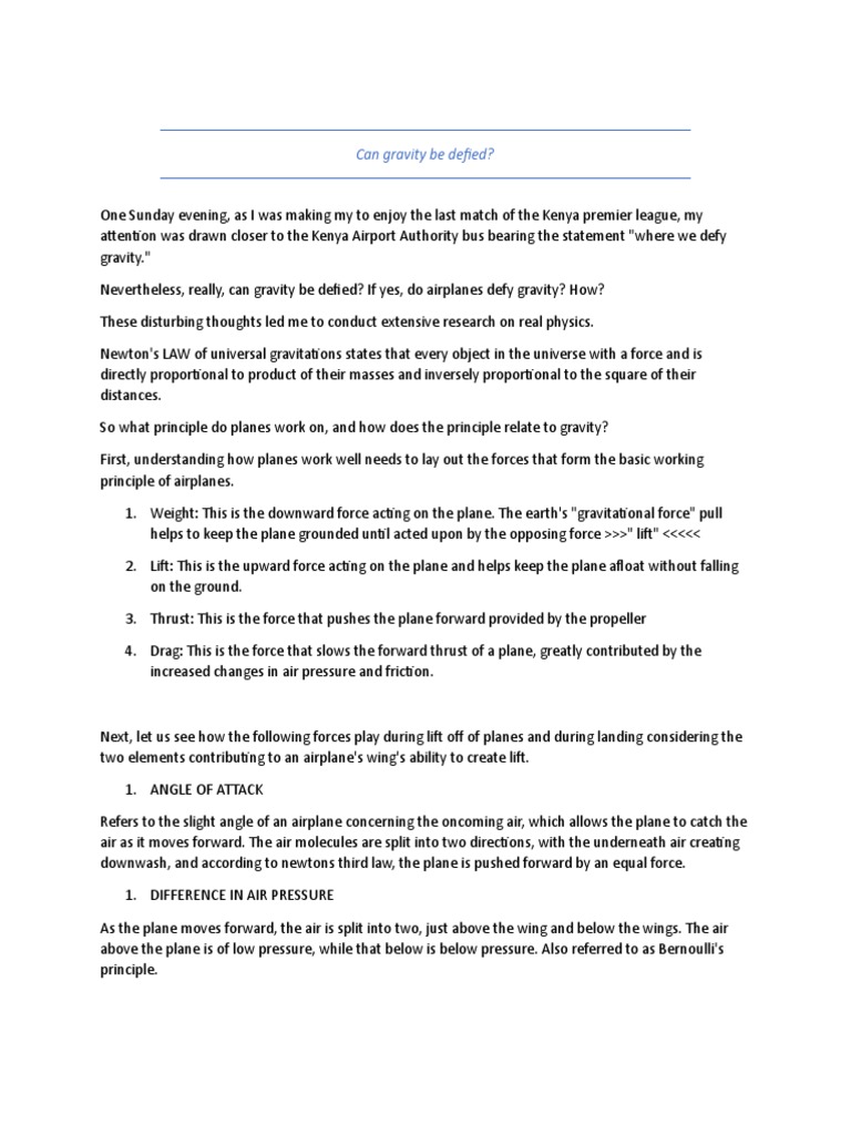 Can gravity be defied PDF