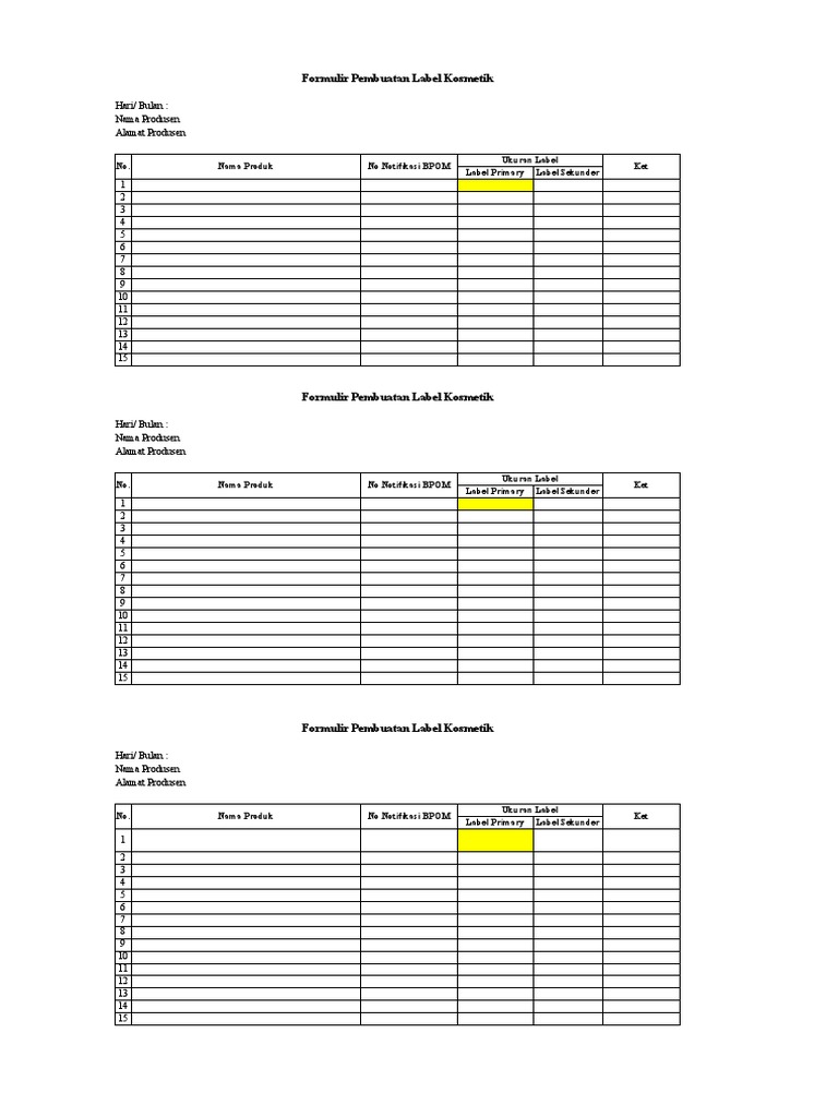 Formulir Pembuatan Label | PDF