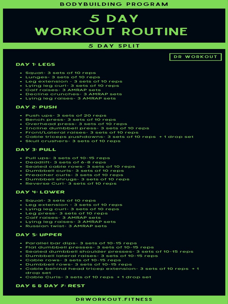 5-Day Workout Split for Muscle Growth | PDF | Sports & Recreation