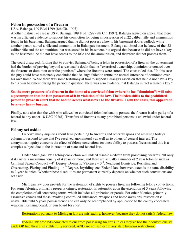 Felon in Possession of A Firearm | PDF | Handgun | Felony