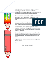 LA TABLA DE MULTIPLICAR en Lapiz