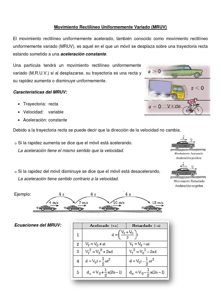 MRUV - TEORÍA | PDF