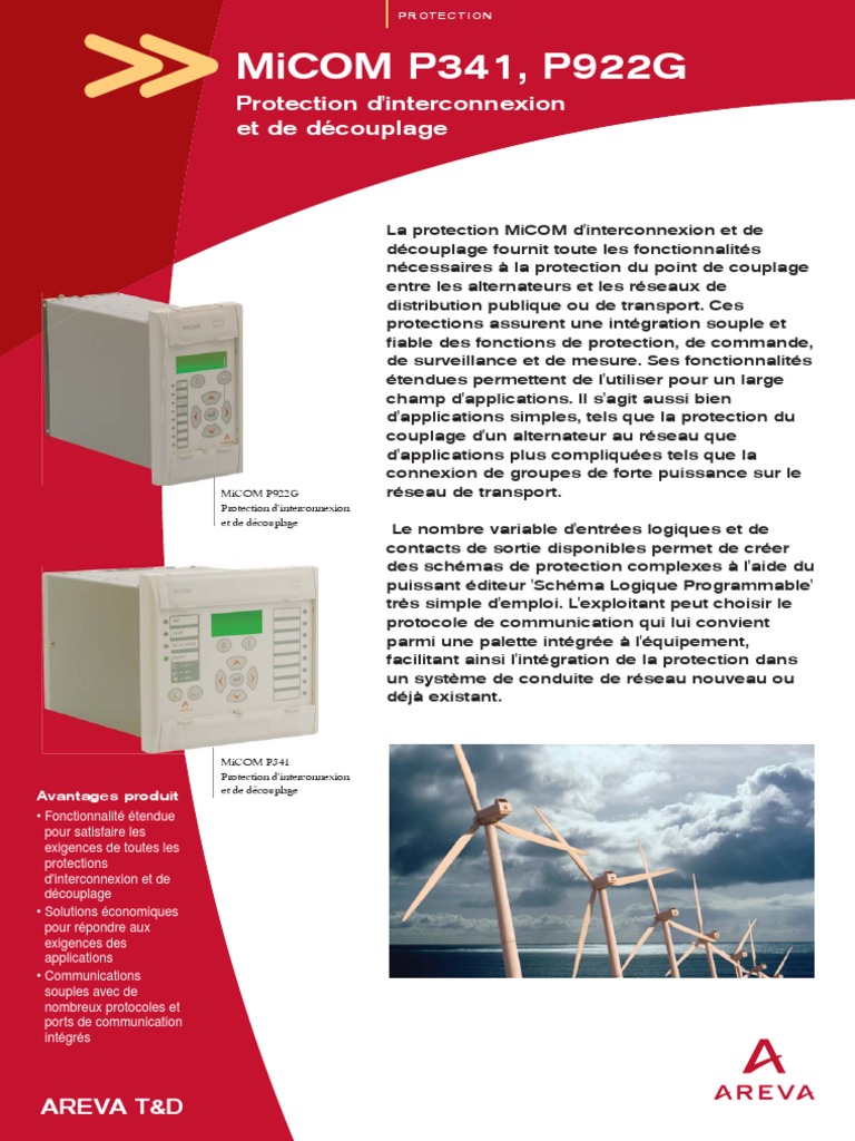 Protection MiCOM P341 et P922G | PDF | Transformateur électrique ...