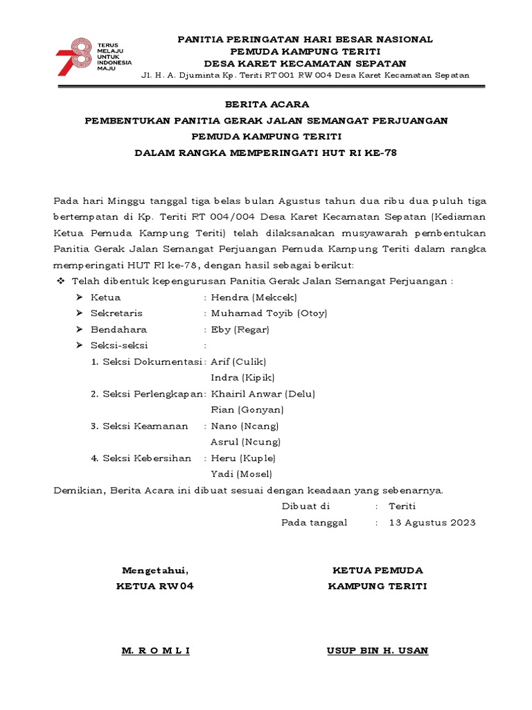 Berita Acara Pembentukan Panitia | PDF