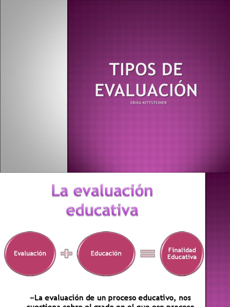 Tipos y Métodos de Evaluación Educativa | PDF | Evaluación | Ciencia ...