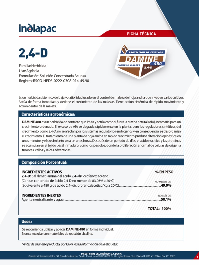 Damine 480 Ficha Tecnica | PDF