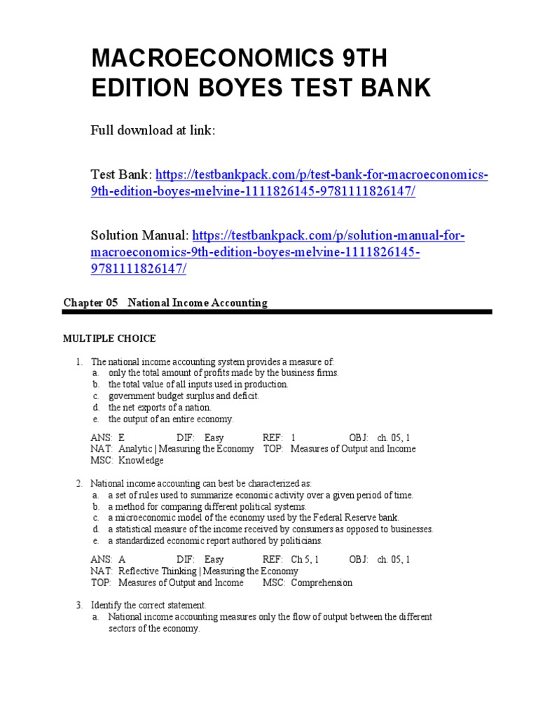 Macroeconomics 9th Edition Boyes Test Bank 1 | PDF