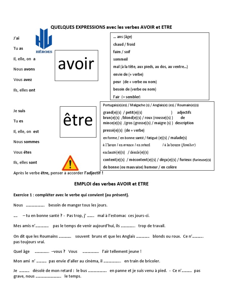 Expressions avec Être et Avoir | PDF | Arts du langage et discipline