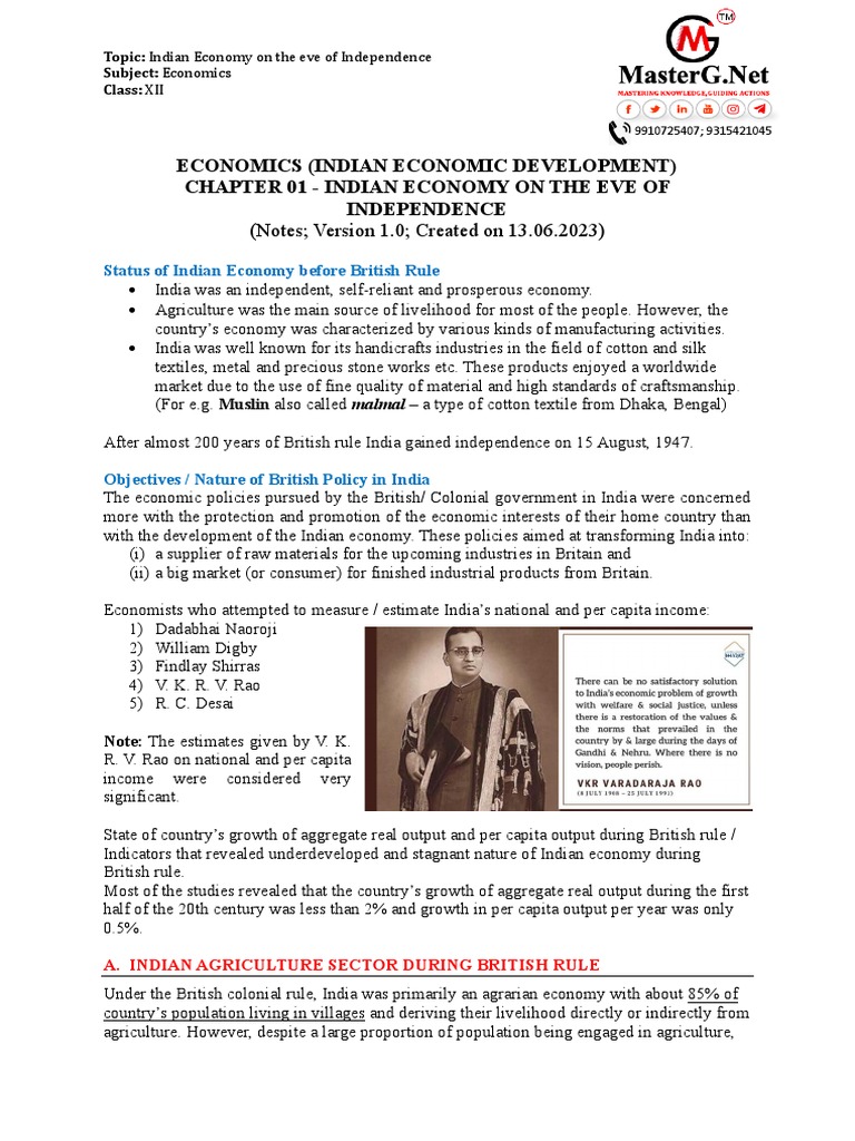 Indian Economy Pre-Independence Overview | PDF | Economy Of India ...