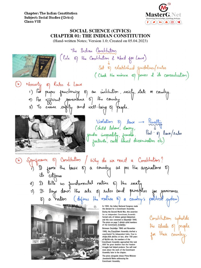 Class 8 Notes On Indian Constitution Pdf Politics