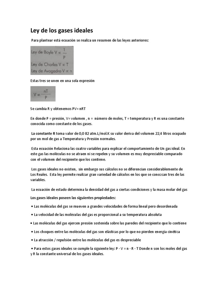 Ley de Gases Ideales y Reales | PDF | Gases | Materiales