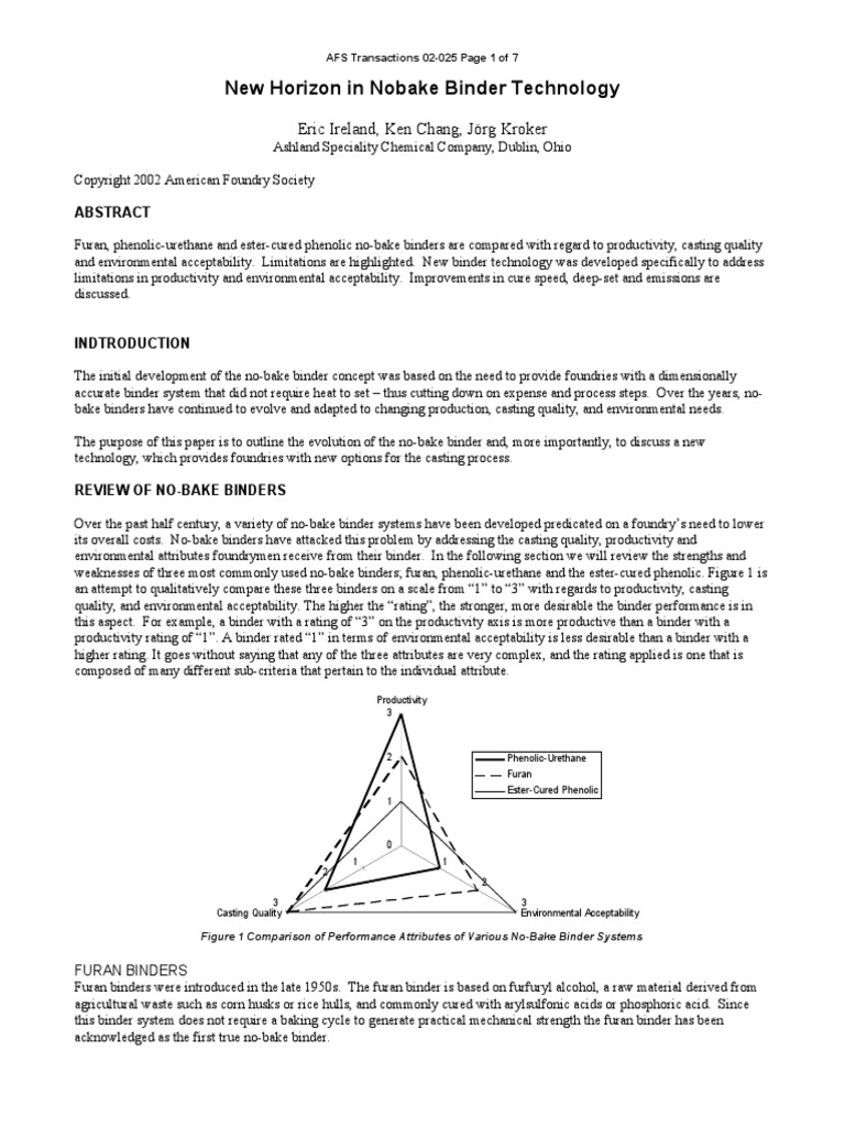 New Developlents in No Bake Binders PDF