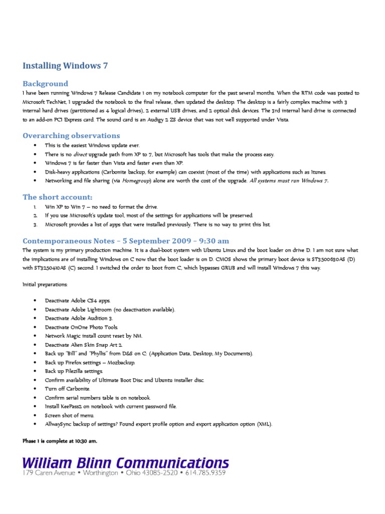 Windows 7 Installation Guide and Tips | PDF | Windows 7 | Installation ...