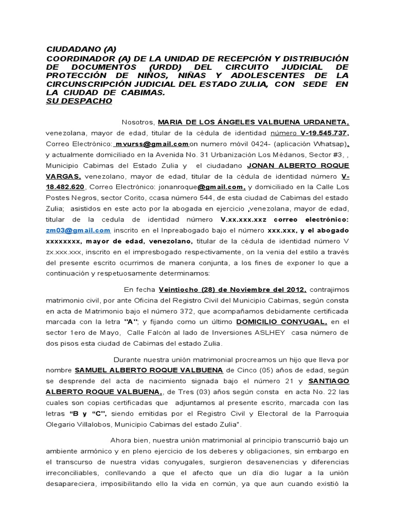 Divorcio de roque valbuena pdf