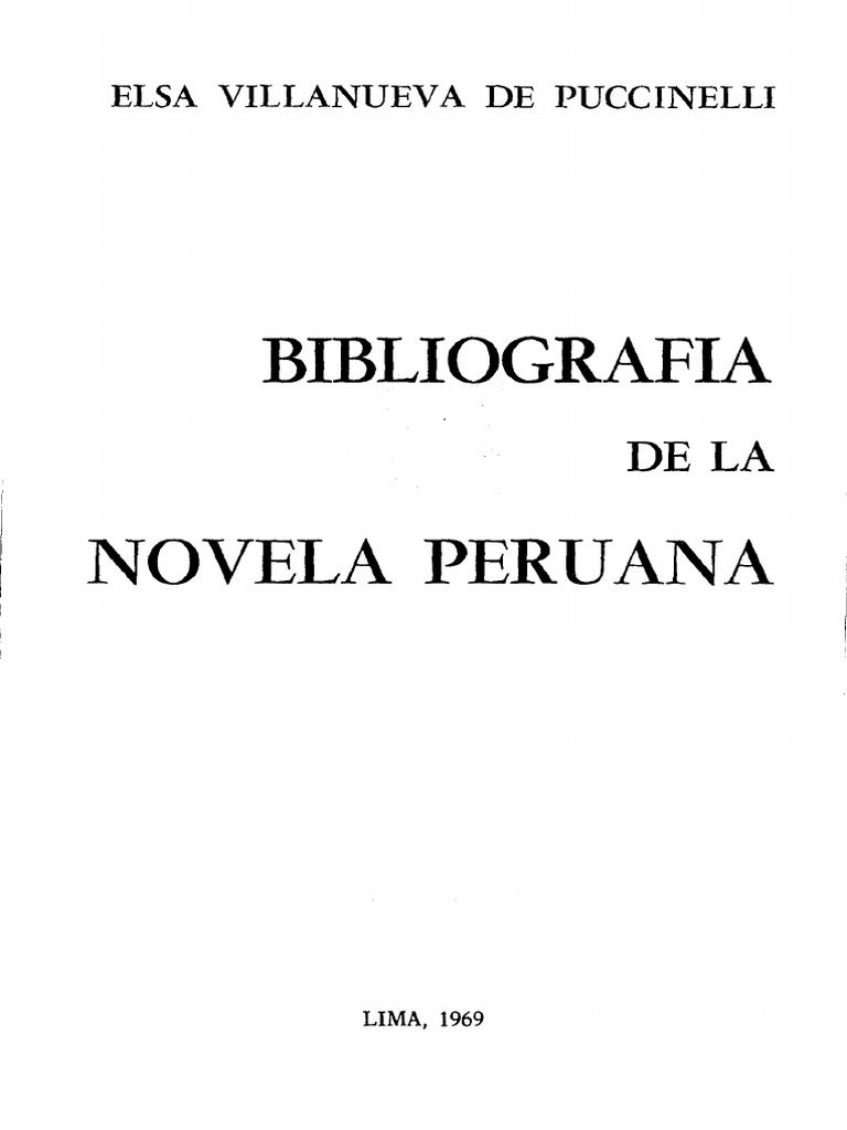 Bibliografía de La Novela Peruana - Elsa Villanueva | PDF