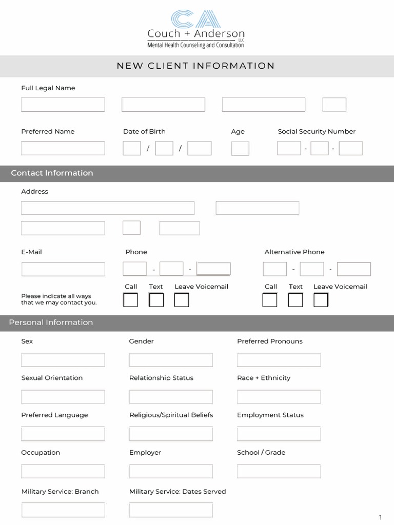 Client Information Form for Counseling | PDF