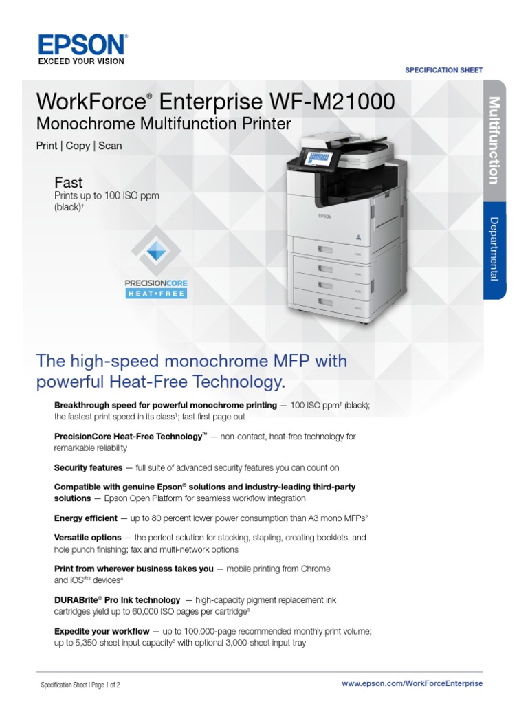 WorkForce Enterprise WF M21000 Printer Product Specification Sheet CPD ...