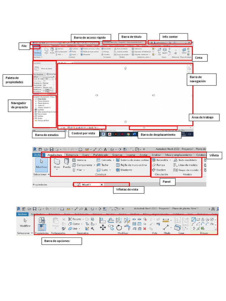 Interfaz de Revit: Elementos Clave | PDF