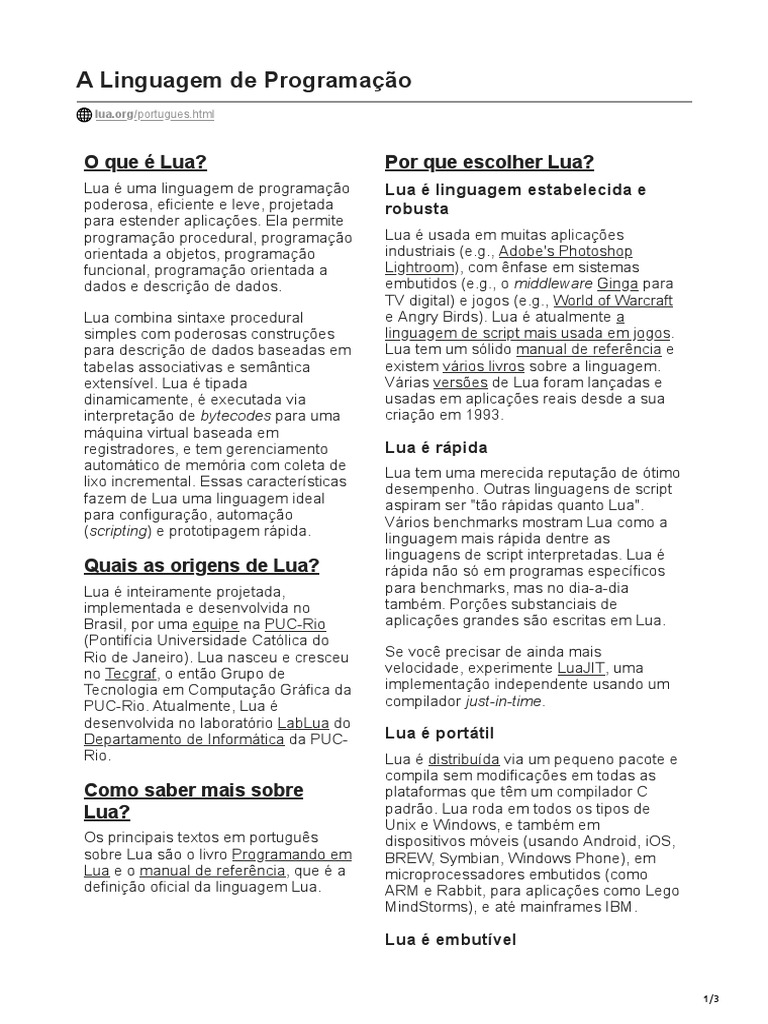 Introdução À Linguagem De Programação Lua – RVAB