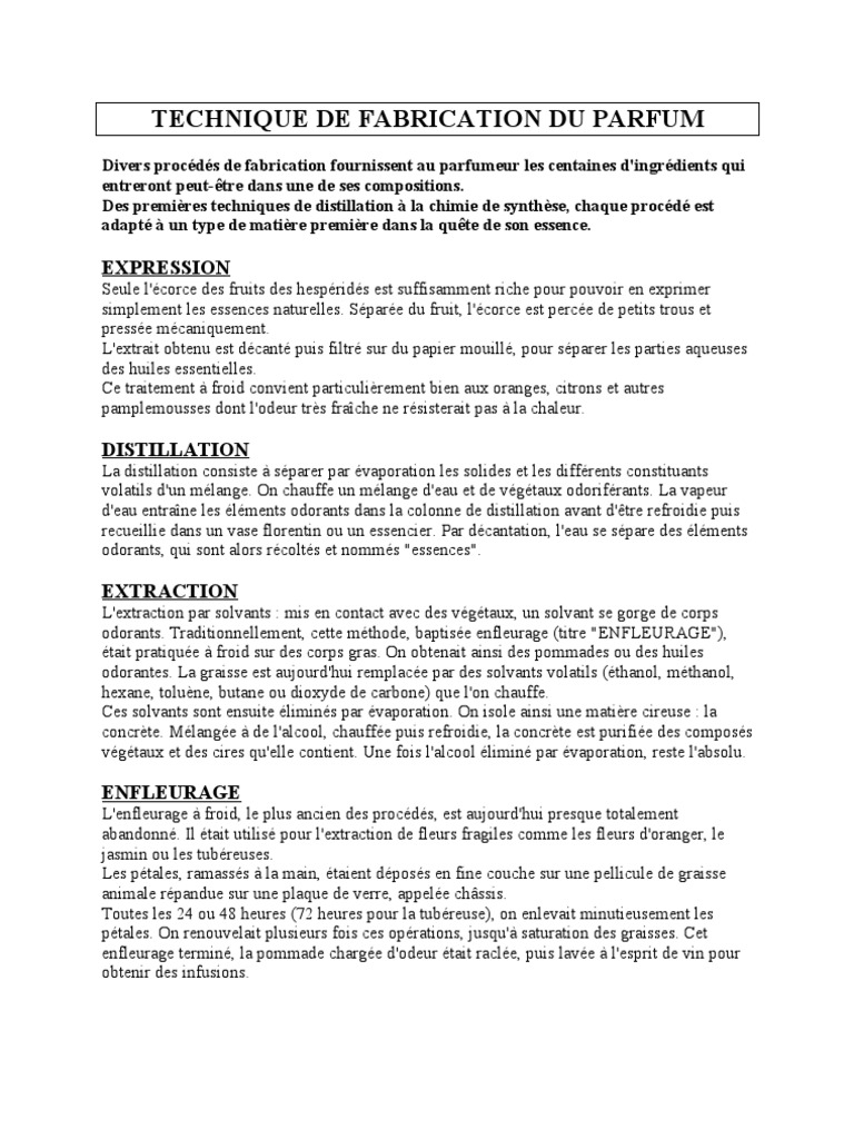 Technique de Fabrication Du Parfum PDF Distillation Éthanol — free download
