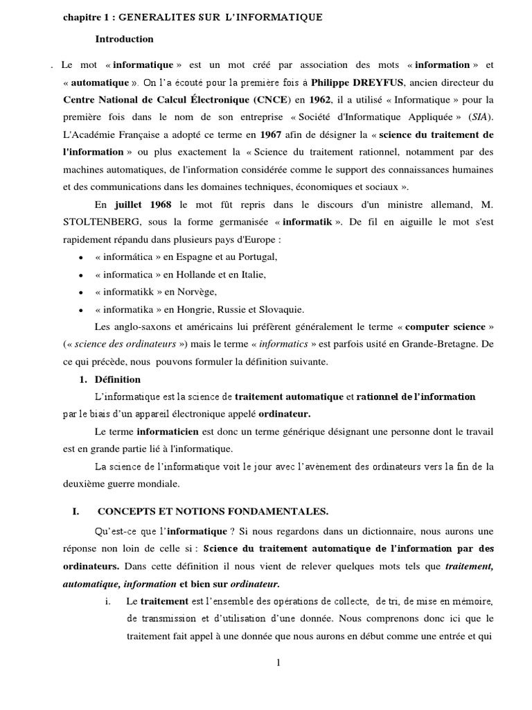 Généralités sur l'informatique | PDF | Informatique | Clavier d'ordinateur