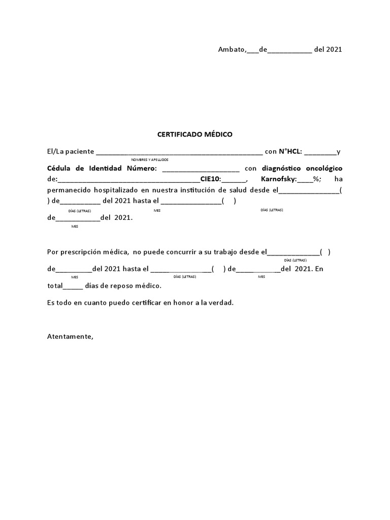 Certificado Hospitalizacion | PDF