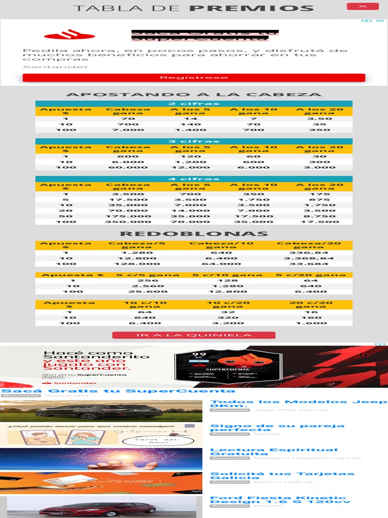 La Quiniela Premios Jugando Online PDF