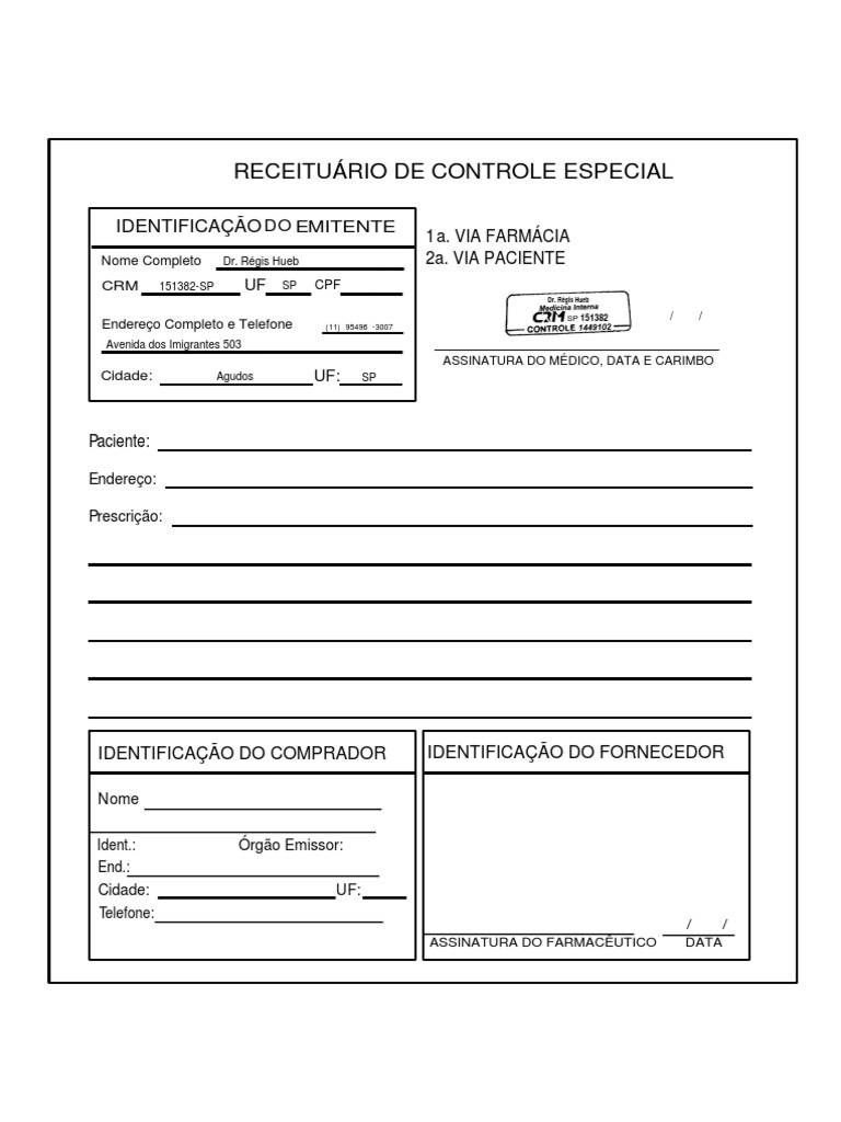 Modelo de Receita C1 para Medicamentos | PDF