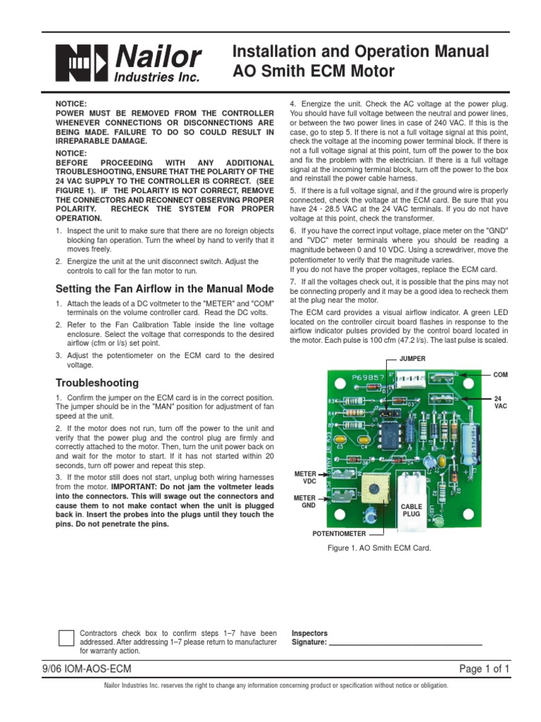 IOM AOS ECM Signature PDF Electrical Connector Alternating Current