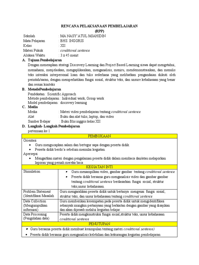 2 RPP Conditional Sentence | PDF