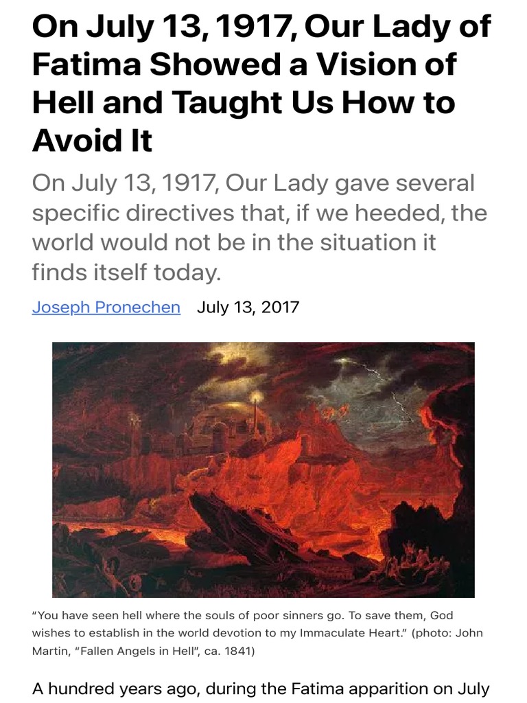 Our Lady of Fatima Showed A Vision of Hell and Taught Us How To Avoid ...