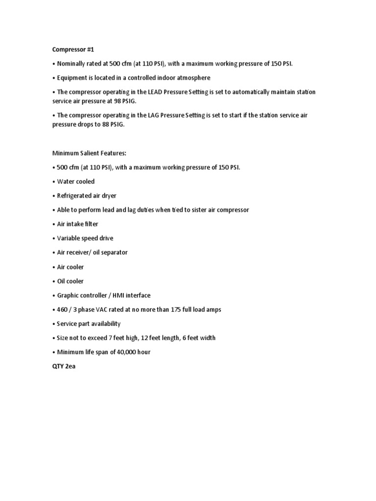 Compressors Requirements PDF