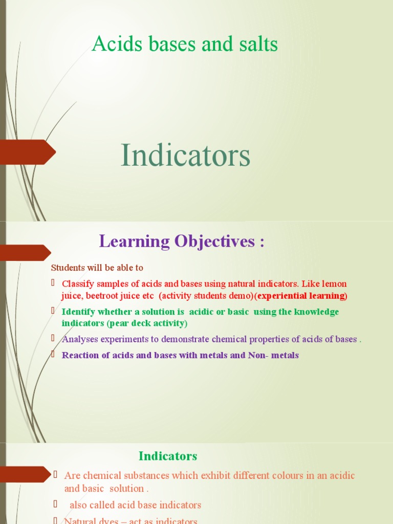 Indicators PDF Acid Materials