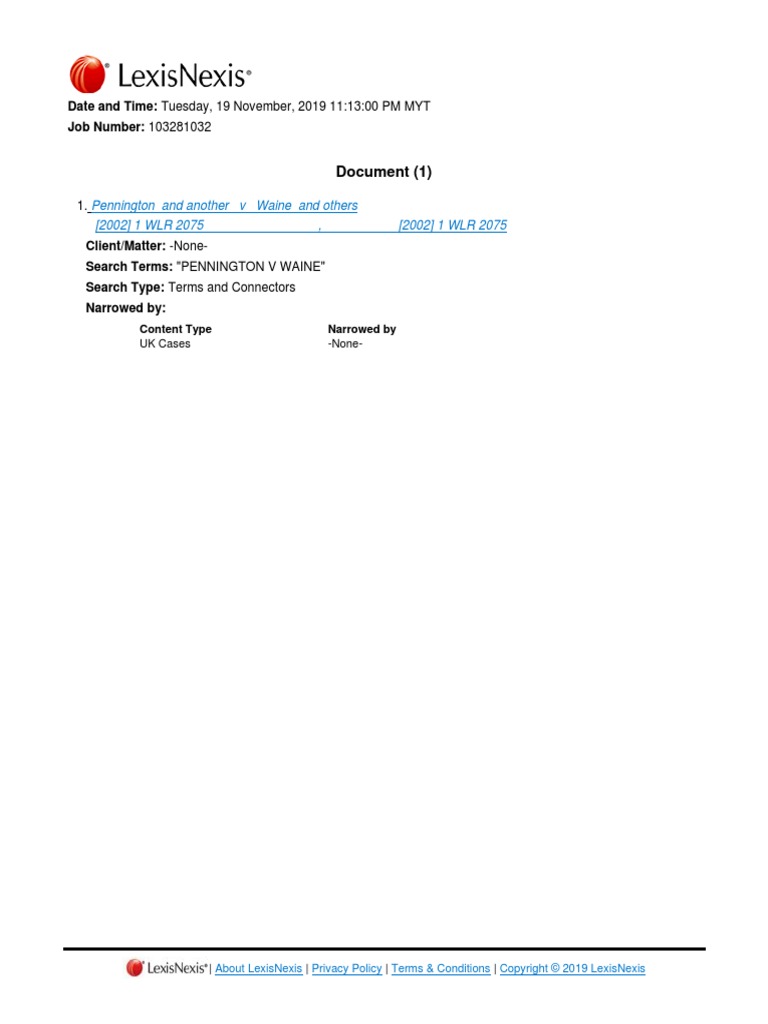 Pennington and Another V Waine and Others PDF Trust Law Equity (Law)