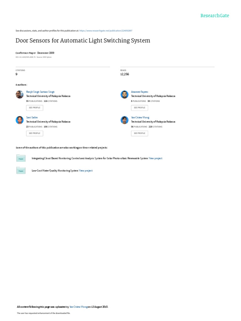 Door Sensorsfor Automatic Light Switching System PDF Relay