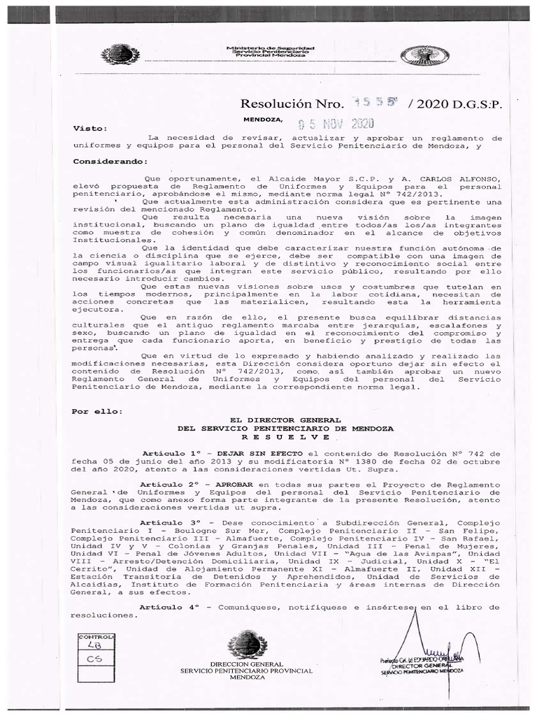 1555 Reglamento de Uniformes | PDF
