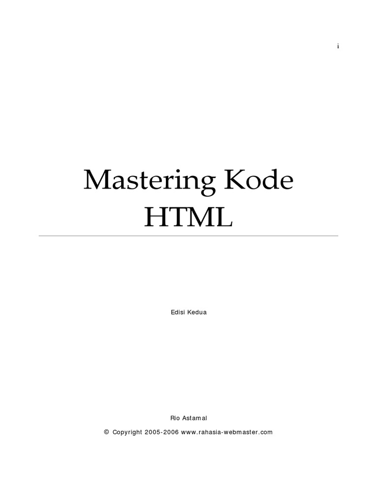 Mastering Kode Html Pdf