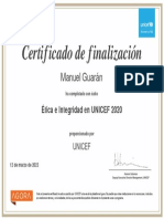 Ética e Integridad en UNICEF - ES - 2020 - Certificado Del Curso - Ética e Integridad en UNICEF