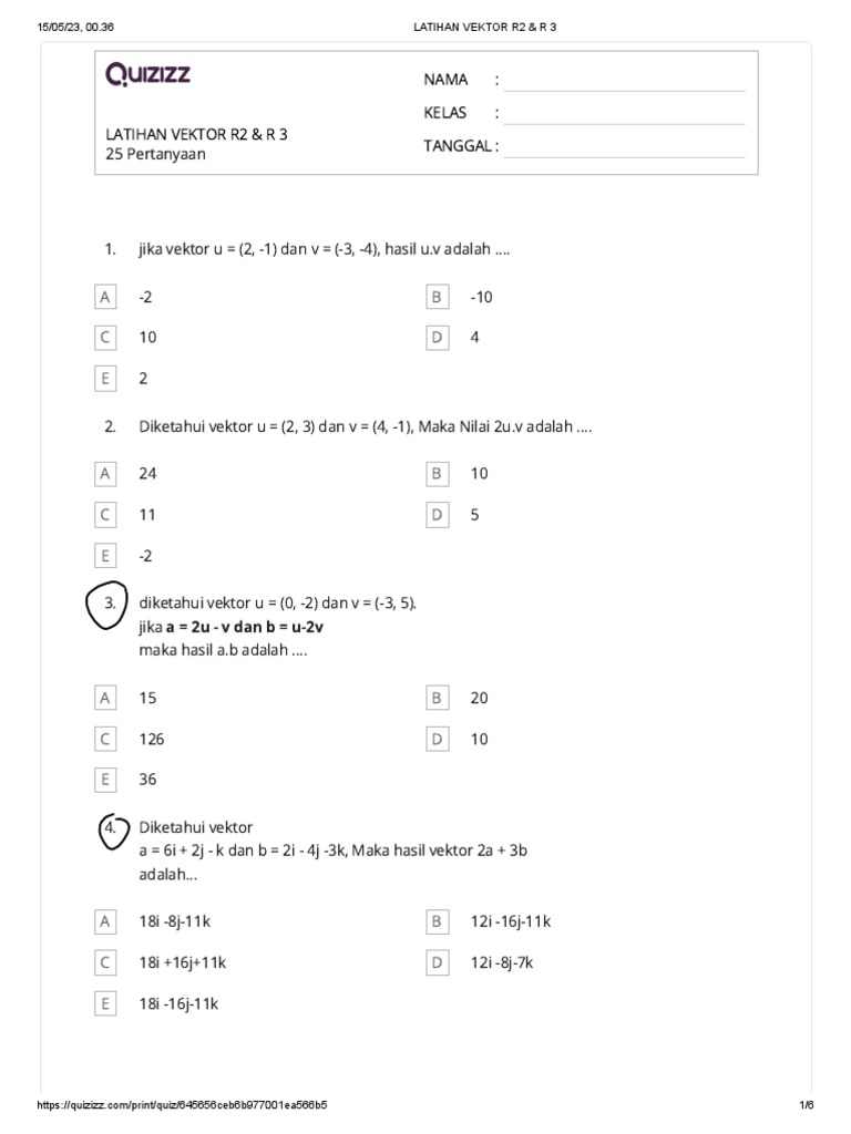 Latihan Vektor R2 dan R3 | PDF