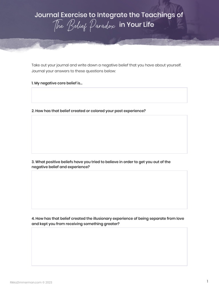 Belief Paradox Worksheet PDF Career Growth