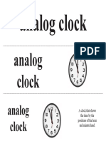 Vocabulary Cards 2nd Grade A L Analog Clock