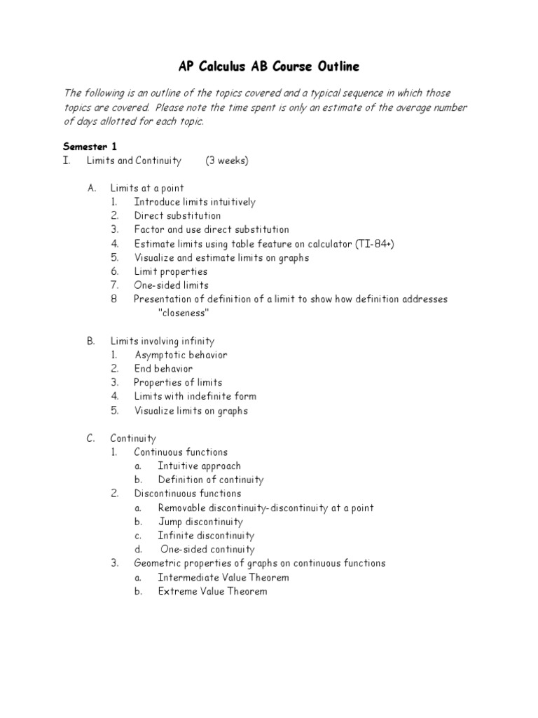 AP Calculus AB Course Structure | PDF | Computers