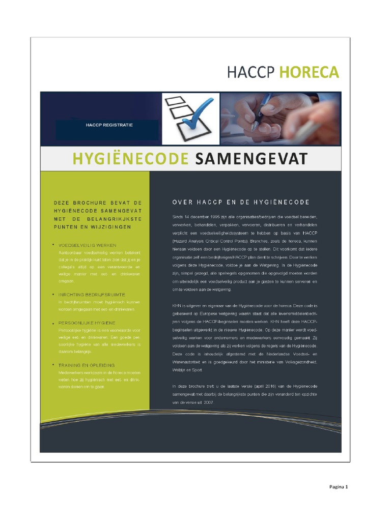 Horeca Hygienecode 2016 Samengevat Haccp Horeca | PDF