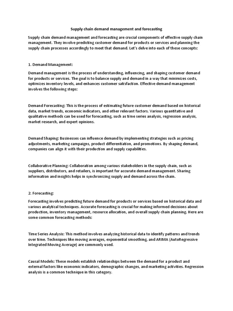 Supply Chain Demand Management and Forecasting PDF Forecasting