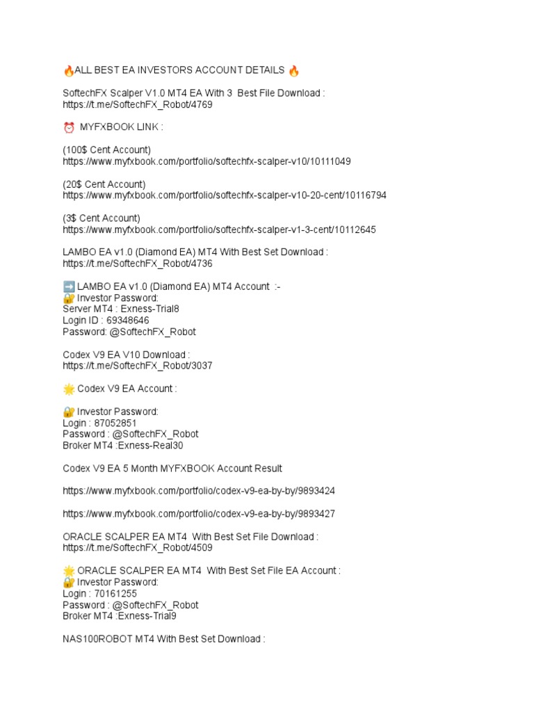 Best Ea Investors Account Details | PDF