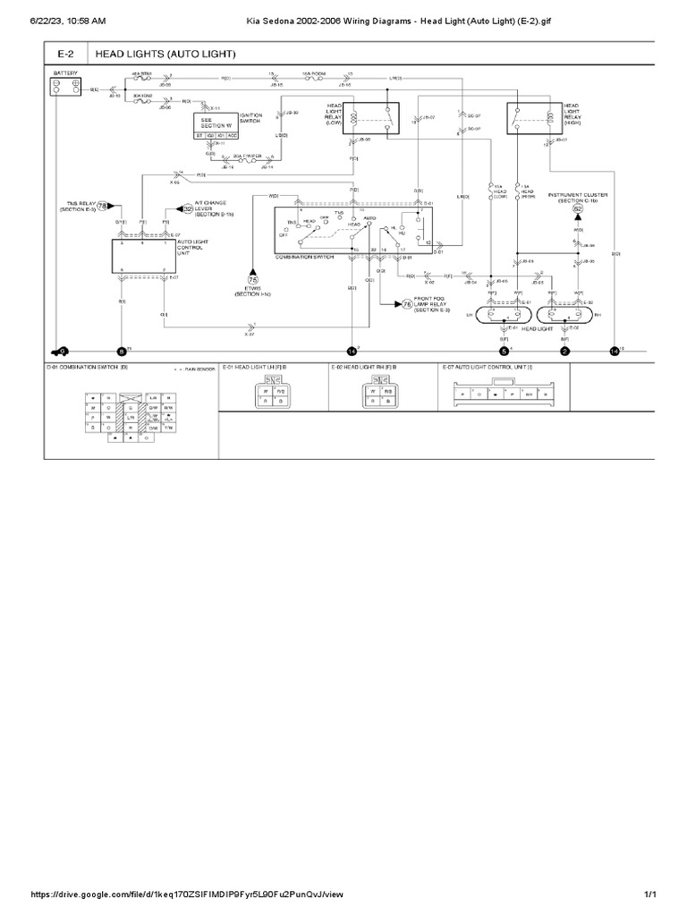 Kia Sedona 2002-2006 Wiring Diagrams - Head Light (Auto Light) (E-2
